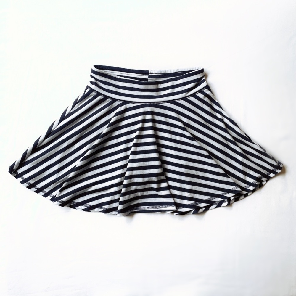 Girls Sz 12 Dark Navy & White A-Line Skirt With Built-In Shorts